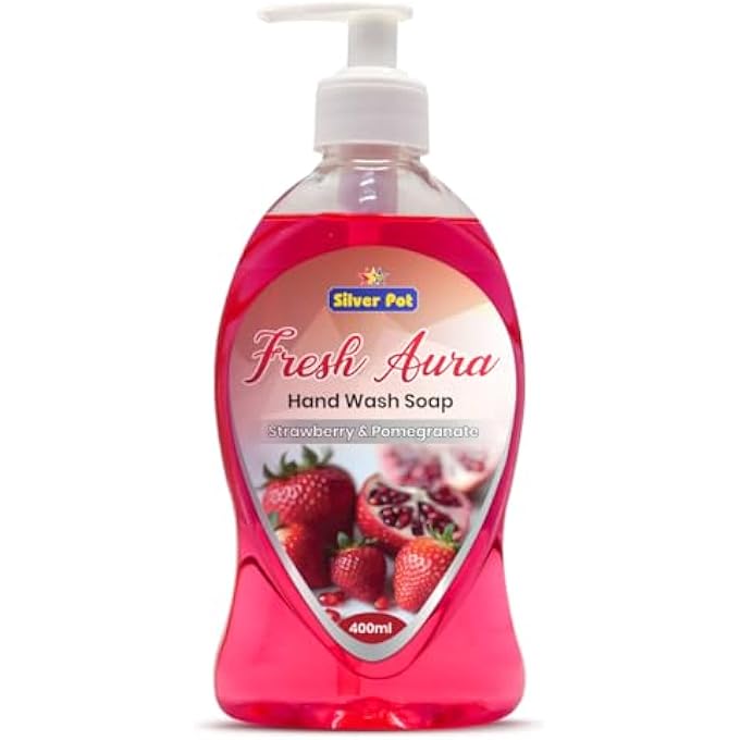 Silver Pot STRAWBERRY & POMEGRANATE HAND WASH 400ML  GENTLE MOISTURIZING FORMULA WITH REFRESHING STRAWBERRY & POMEGRANATE SCENT, EFFECTIVE GERM PROTECTION, AND DAILY HYGIENE - Image 1